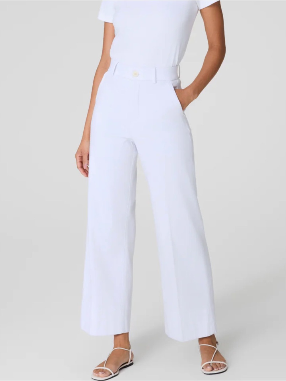 NWOT SPANX Petite XS White Cropped Wide Leg Pant